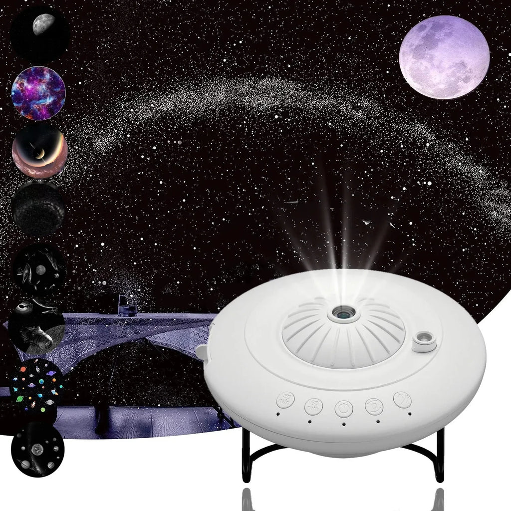 Home Planetarium UFO Galaxy 8-in-1 LED Projector Lamp Ultra Clear Dynamic Meteor Night Home Ceiling Theater Kids USB Type-C