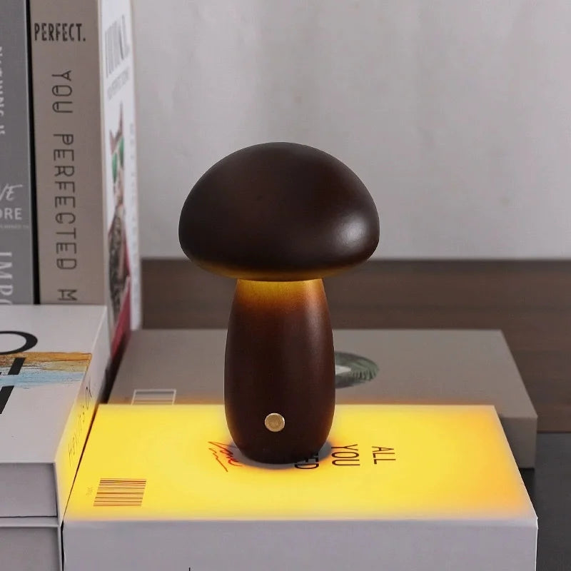 Mushroom LED Table Lamp Touch Dimming USB Charging Night Light for Bedroom/Desk/Coffee Bar Decorative Ambient Night Lighting