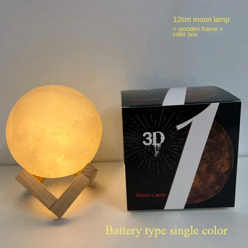 3D Printed Moon Lamp LED 16 Colors Rechargeable Night Light Touch The Moon Children's Night Light Home Decor Birthday Gifts