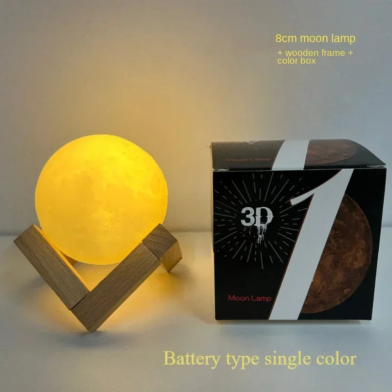 3D Printed Moon Lamp LED 16 Colors Rechargeable Night Light Touch The Moon Children's Night Light Home Decor Birthday Gifts