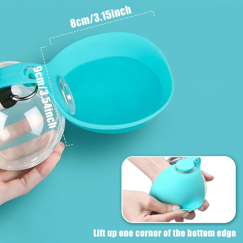 Stainless steel pet water bottle/plastic pet water bottle, outdoor preparation with pink and blue foldable bowls,