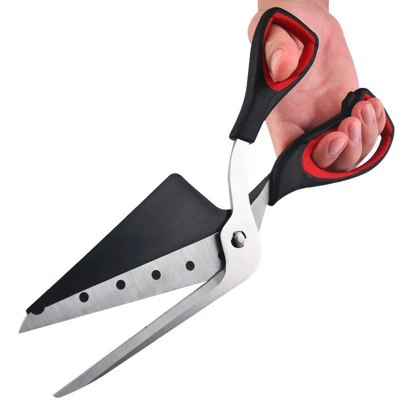 Multifunctional Pizza Scissors Stainless Steel Blade Detachable Cutting Tools Ergonomic Grip Black&Red for Restaurant Kitchen