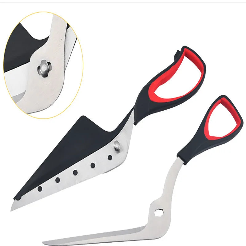 Multifunctional Pizza Scissors Stainless Steel Blade Detachable Cutting Tools Ergonomic Grip Black&Red for Restaurant Kitchen