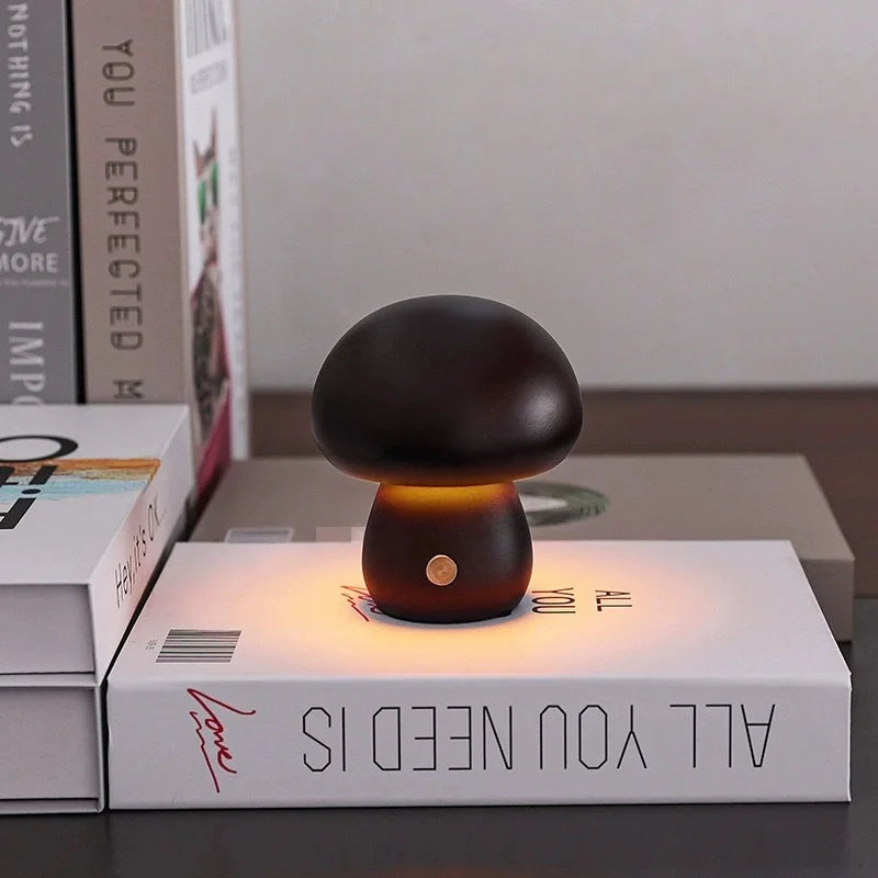 Mushroom LED Table Lamp Touch Dimming USB Charging Night Light for Bedroom/Desk/Coffee Bar Decorative Ambient Night Lighting