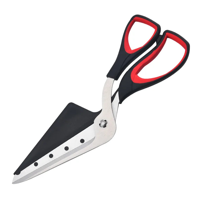 Multifunctional Pizza Scissors Stainless Steel Blade Detachable Cutting Tools Ergonomic Grip Black&Red for Restaurant Kitchen