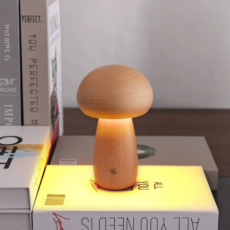Mushroom LED Table Lamp Touch Dimming USB Charging Night Light for Bedroom/Desk/Coffee Bar Decorative Ambient Night Lighting