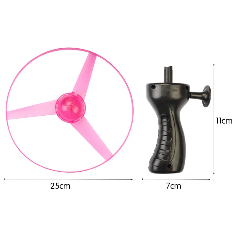 Kids Luminous Flying Disc Propeller Toys LED Lighting Pull String Flying UFO Toy Spinning Top Outdoor Game Sports Toy Gift