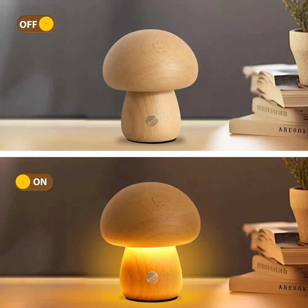 Mushroom LED Table Lamp Touch Dimming USB Charging Night Light for Bedroom/Desk/Coffee Bar Decorative Ambient Night Lighting