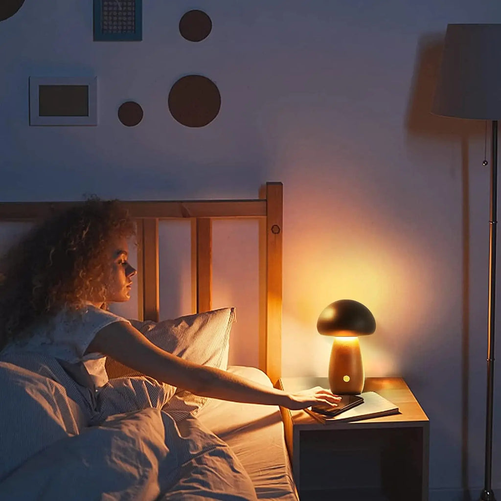 Mushroom LED Table Lamp Touch Dimming USB Charging Night Light for Bedroom/Desk/Coffee Bar Decorative Ambient Night Lighting