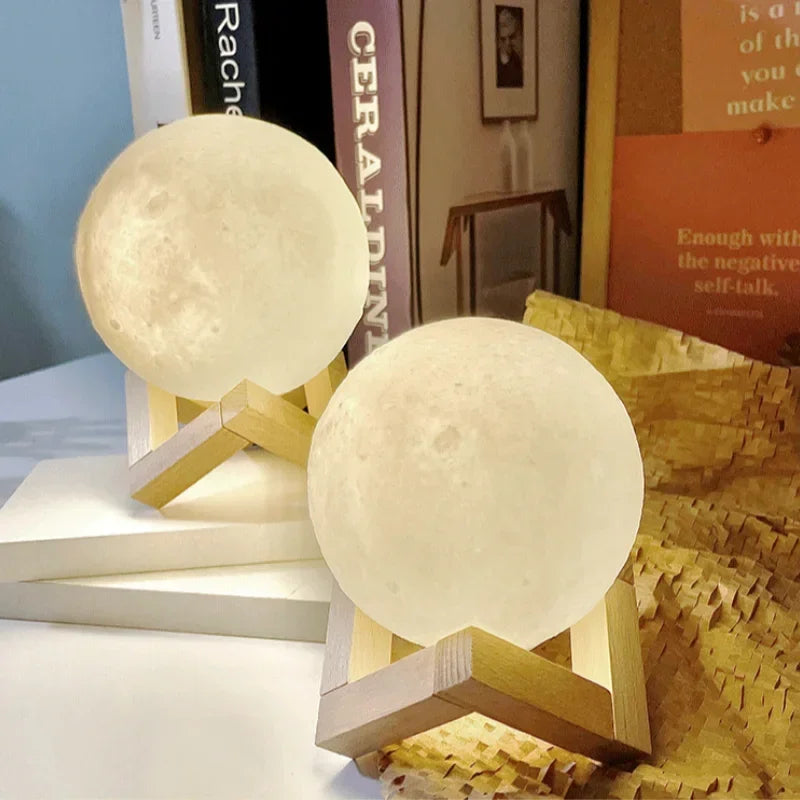 3D Printed Moon Lamp LED 16 Colors Rechargeable Night Light Touch The Moon Children's Night Light Home Decor Birthday Gifts